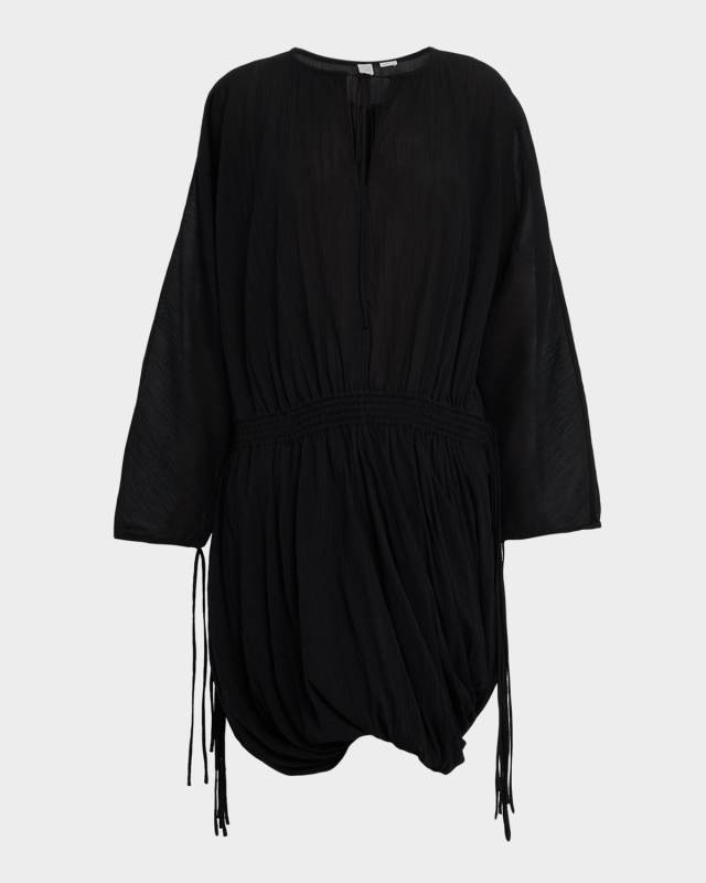 Long-Sleeve Drawstring Bubble Dress